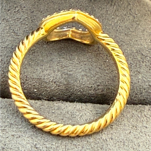 David Yurman 18K Yellow Gold Diamond Open Heart Ring 54 SZ 7 - Picture 4 of 9